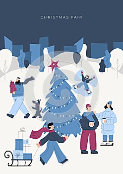 Christmas fair vector illustration