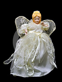 Christmas Fairy Angel Doll isolated on Black