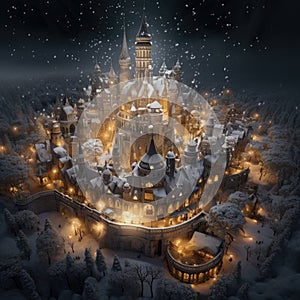 Christmas fairytale winter illustration