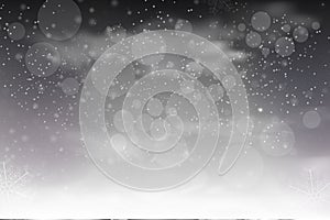 Christmas falling snow vector isolated on dark background