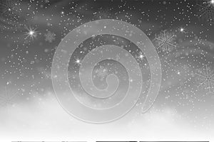 Christmas falling snow vector isolated on dark background