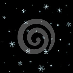 Christmas falling snow vector isolated on dark background. Snowflake decoration effect. Xmas snow flake pattern. Magic snowfall t