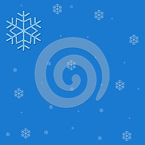 Christmas falling snowflake vector isolated on blue background. Snowflake decoration effect. Xmas snow flake pattern. Magic white