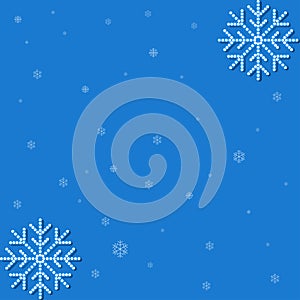 Christmas falling snowflake vector isolated on blue background. Snowflake decoration effect. Xmas snow flake pattern. Magic white