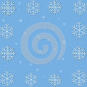 Christmas falling snowflake vector isolated on blue background. Snowflake decoration effect. Xmas snow flake pattern. Magic white