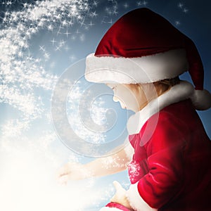 Christmas Fantasy Background. Baby and Star Light