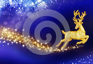 Christmas fantasy with golden reindeer