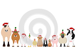 Christmas farm animals border set photo