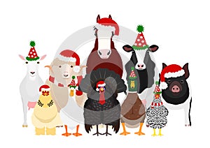 Christmas farm animals group