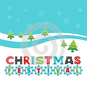 Christmas festival hand drawn poster template photo