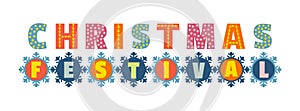 Christmas festival hand drawn typographic vector photo