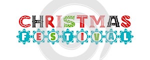 Christmas festival hand drawn typographic vector photo