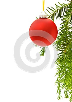 Christmas festive border with red bauble