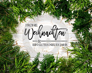 Christmas, Fir Branch, German Text Gutes Neues Jahr Means Happy New Year