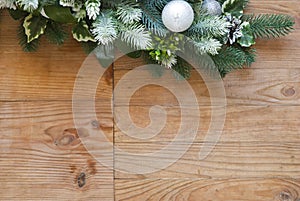 Christmas fir tree decoration with fir cones and balls