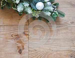 Christmas fir tree decoration with fir cones and balls