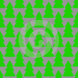 Christmas fir tree green gray art seamless pattern