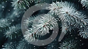 Christmas Fir tree in snow. Generative AI