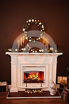 Christmas Fireplace, Presents Gifts Decorations