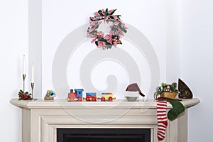 Christmas fireplace - Traditional fireplace scene in the Christmas