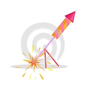 Christmas Firework Rocket Isolated Icon on Stand