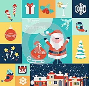 Christmas flat icons set.