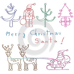 Christmas flat outlined elements