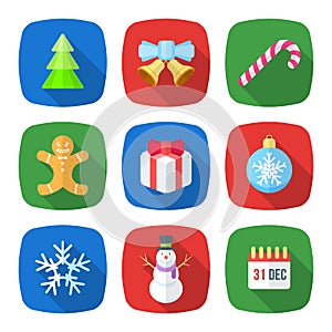 Christmas flat style colored icons