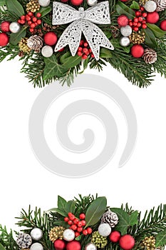 Christmas Flora with Silver Bow Border