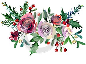 Christmas floral background. winter holiday nature illustration.