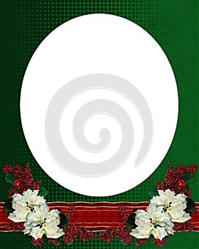 Christmas border poinsettias oval photo