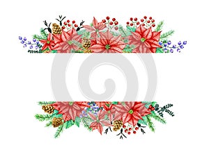 Christmas flower bouquet arrangement watercolor painting illustration and clipping path