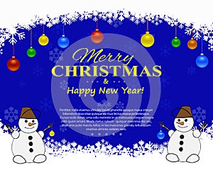 Christmas flyer with decorative elements on a dark background. Vector illustration