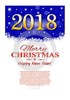 Christmas flyer with decorative elements on a dark background. Vector illustration