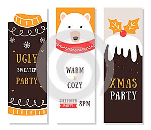 Christmas Flyers, Cards and Invitations. Ugly Sweater and Slumber Party
