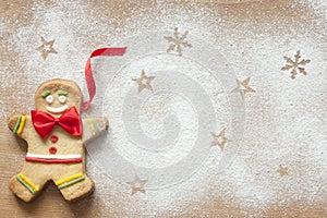 Christmas food background with gingerbread man