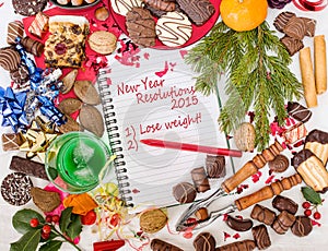 Christmas food, feast and new year resolution to diet