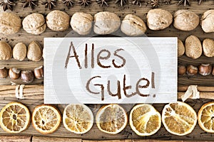 Christmas Food Flat Lay, Alles Gute Means Best Wishes