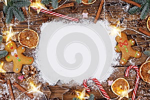 Christmas food frame with copy space