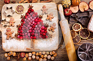 Christmas food. Ingredients for cooking Christmas baking, top vi