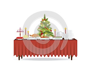 Christmas food on the table Decorating with Christmas tree