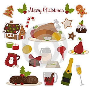 Christmas food vector set.