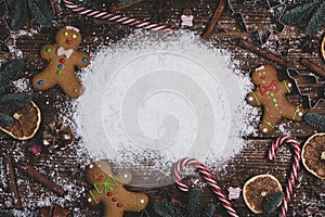 Christmas food on wood background