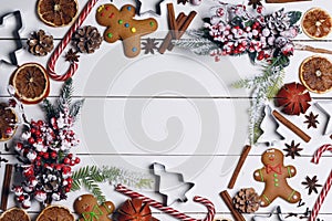 Christmas food on wood background