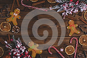 Christmas food on wood background