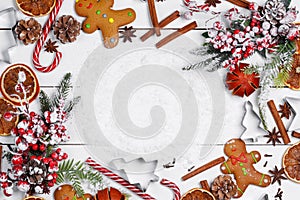 Christmas food on wood background