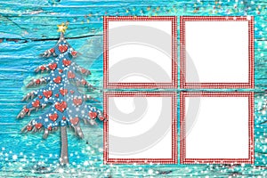 Christmas four empty photo frames card