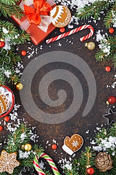 Christmas frame background with copyspace. Winter holidays sale