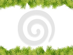 Christmas Frame Background with Fir Tree Branch Border