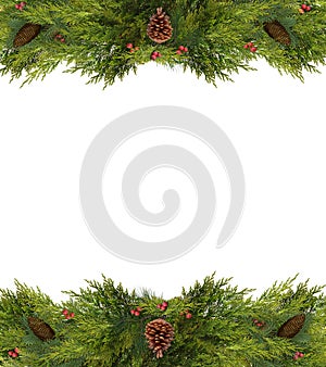 Christmas Frame or Copy Space of Pine Cones and Branches